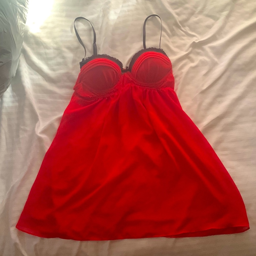 Red and black lace lingerie